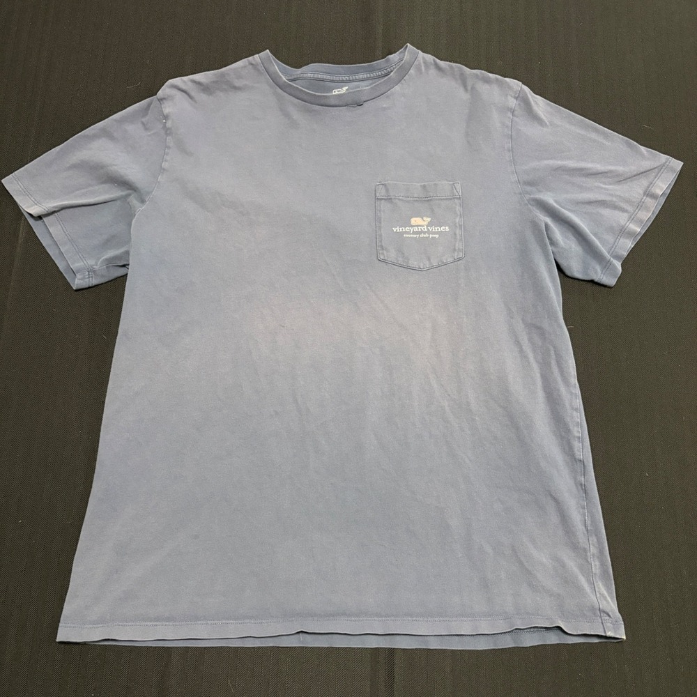 Vineyard Vines Mens Large Blue Country Club Prep Whale Pocket T-Shirt SS